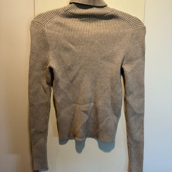Women's Ribbed Turtleneck Sweater - Tan - Picture 2 of 2